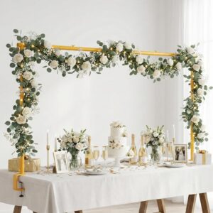 8FTx4FT Adjustable Over The Table Arch Stand with Clamps for Wedding Birthday Party Decorations