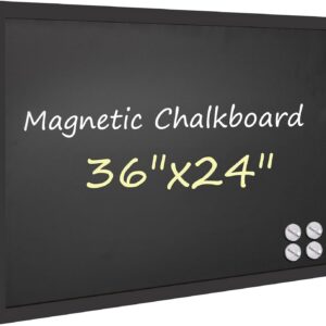 36" x 24" Wood Frame Magnetic Chalkboard Sign, Rustic Wood Framed Chalk Board for Wedding, Kitchen, Bar, Restaurant, Menu & Home Decor