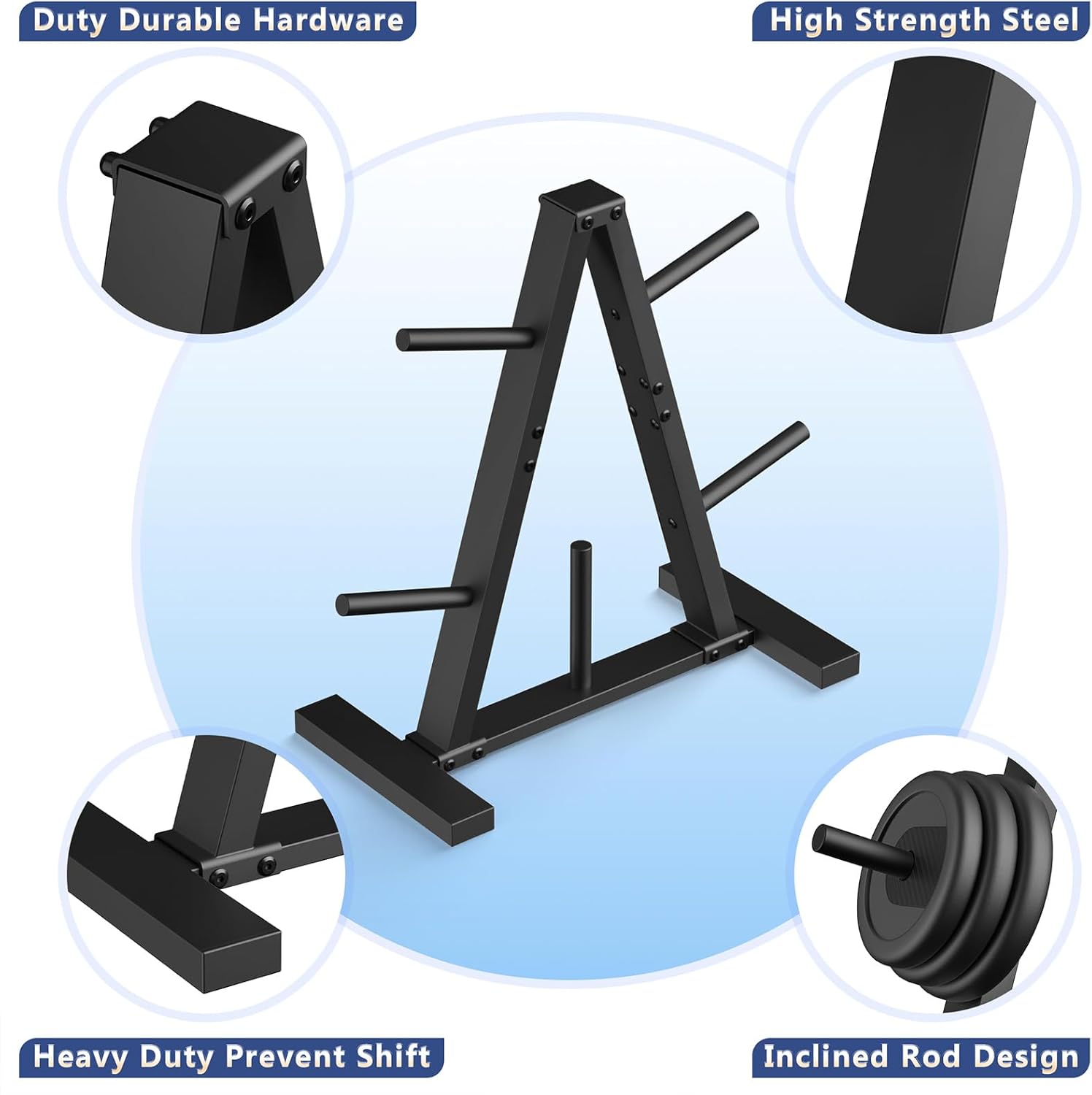 A-Frame Weight Plate Tree,Holds 300 lbs, Dumbbell Rack and Home Gym Storage Stand - Image 4