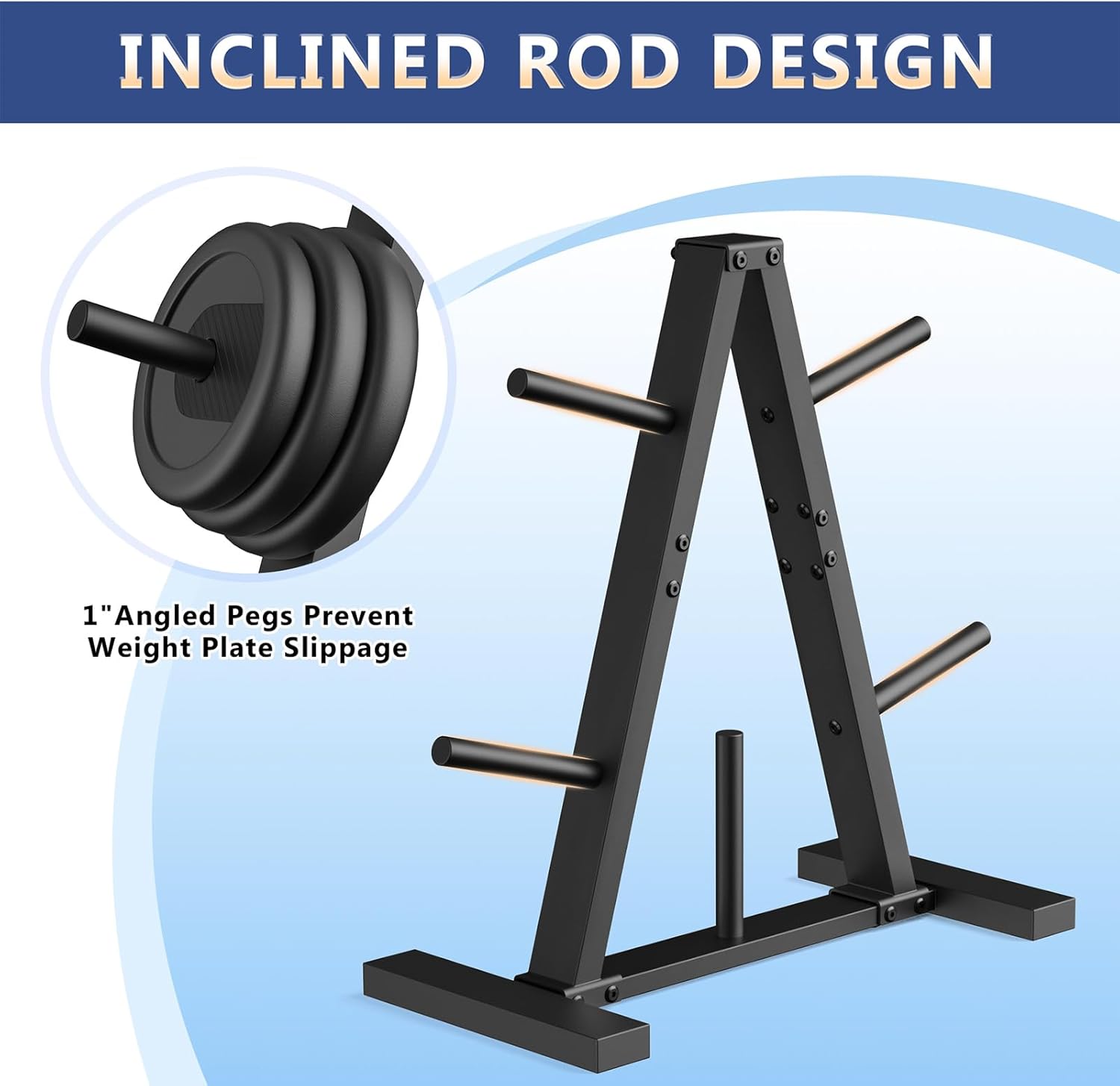 A-Frame Weight Plate Tree,Holds 300 lbs, Dumbbell Rack and Home Gym Storage Stand - Image 5