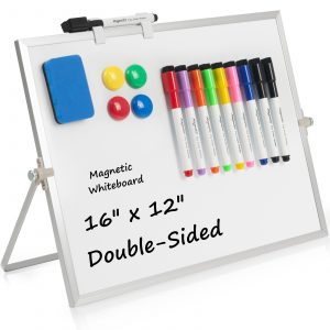VividGreen 16" x 12" Portable Double-Sided Magnetic Whiteboard with Stand, for Drawing, Office, Home