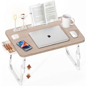 VividGreen Laptop Desk for Bed, Adjustable Laptops Stand,Laptop Bed Desk Tray with Storage Drawer and Cup Holder,Glacier