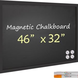 VividGreen 46" x 32" Wood Frame Magnetic Chalkboard Sign, Rustic Wood Framed Chalk Board for Wedding, Kitchen, Bar, Restaurant, Menu & Home Decor