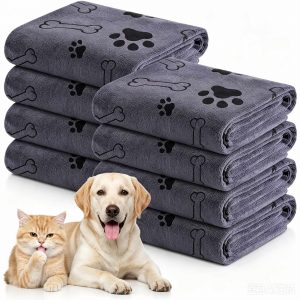 8 Pack Microfiber Dog Towels for Drying Dogs, Super Absorbent and Soft Pet Grooming Towel, Dog shower and bathing supplies suitable for large, medium, or small dogs, 40 Inch X 24 Inch, Gary