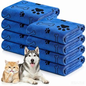 8 Pack Microfiber Dog Towels for Drying Dogs, Super Absorbent and Soft Pet Grooming Towel, Dog shower and bathing supplies suitable for large, medium, or small dogs, 40 Inch X 24 Inch, Blue