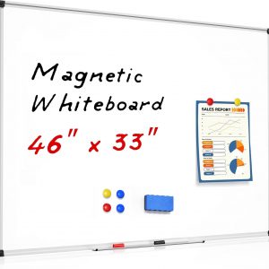 VividGreen 46" x 33" Magnetic Whiteboard Dry Erase Board with Aluminum Frame,for Kitchen, Memo, School, Home, Office