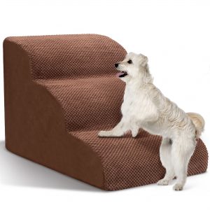 Heeyoo Assembled 3-Step High-Density Sponge Pet Steps, Brown