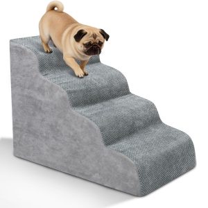 Heeyoo Assembled 4-Step High-Density Sponge Pet Steps, Gray