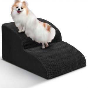 Heeyoo Non-Slip 2-Step High-Density Sponge Pet Stairs & Steps, Black