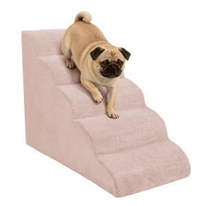 Heeyoo Assembled 5-Step High-Density Sponge Pet Steps, Pink