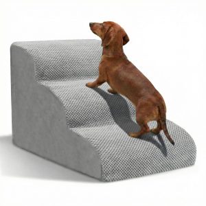Dog Stairs for Small Dogs, High Density Foam Dog Ramp, Extra Wide Non-Slip Pet Steps for High Beds Or Couch, Soft Foam Doggie Ladder for Dogs Injured, Older Pets, Small Cats, 3 Steps
