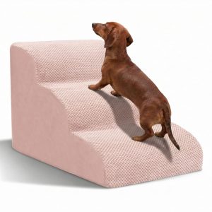 Heeyoo Assembled 3-Step Foam Pet Steps Pink