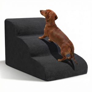 Dog Stairs for Small Dogs, High Density Foam Dog Ramp, Extra Wide Non-Slip Pet Steps for High Beds Or Couch, Soft Foam Doggie Ladder for Dogs Injured, Older Pets, Small Cats, 3 Steps