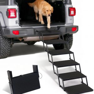 Heeyoo Foldable 6-Step Lightweight Pet Stairs, Black