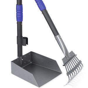 Heeyoo Dog Pooper Scooper, 2 Pack Adjustable Long Handle, Black Blue