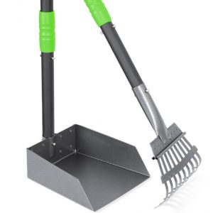Heeyoo Dog Pooper Scooper, 2 Pack Adjustable Long Handle, Black Green