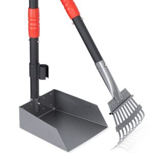 Heeyoo Dog Pooper Scooper, 2 Pack Adjustable Long Handle, Black Red