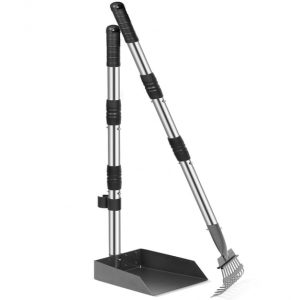Heeyoo Dog Pooper Scooper, 2 Pack Adjustable Long Handle, Black Silver