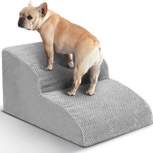 Heeyoo Adjustable 2-Step High-Density Sponge Pet Steps, Gray