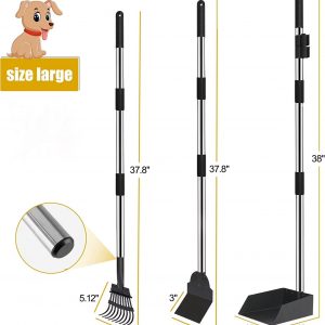 VividGreen Dog Pooper Scooper with Heavy Duty Long Handle Rake,Extra Large Tray and Spade