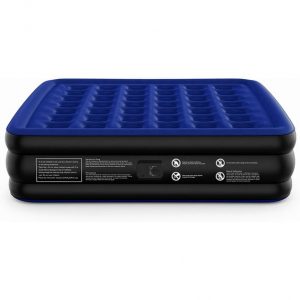 Maeytu 18 Inch King Air Mattress with Built-in Pump, Raised Flocked Top, Supports 800 lbs, Inflatable Bed for Camping & Guests, Patch Kit Included